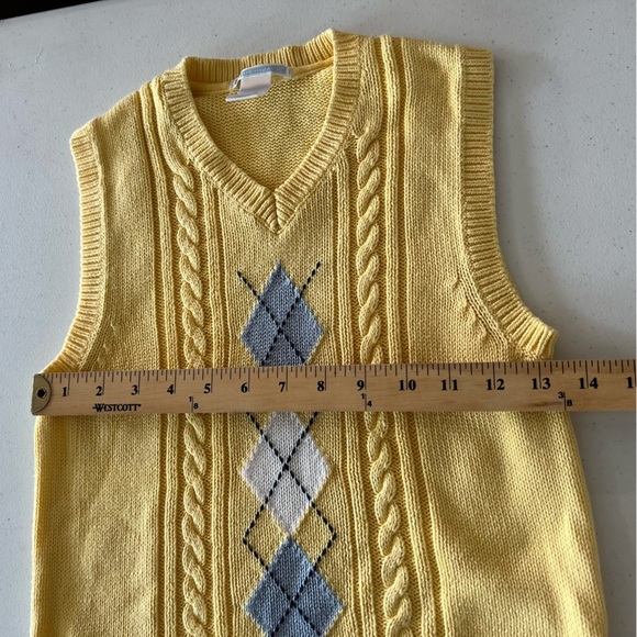 Janie and Jack Boys Sweater Vest Argyle Cable Spring Soiree Yellow Blue Sz 6 - Picture 7 of 7